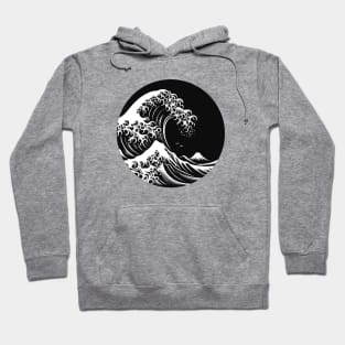 The Great Wave off Kanagawa (Monochrome) - Japanese Hoodie